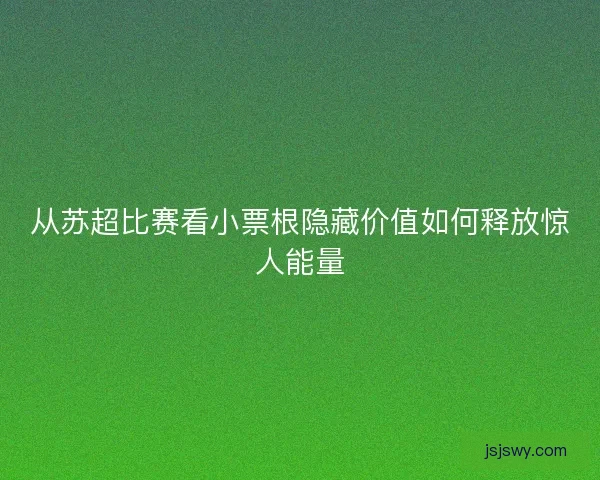从苏超比赛看小票根隐藏价值如何释放惊人能量