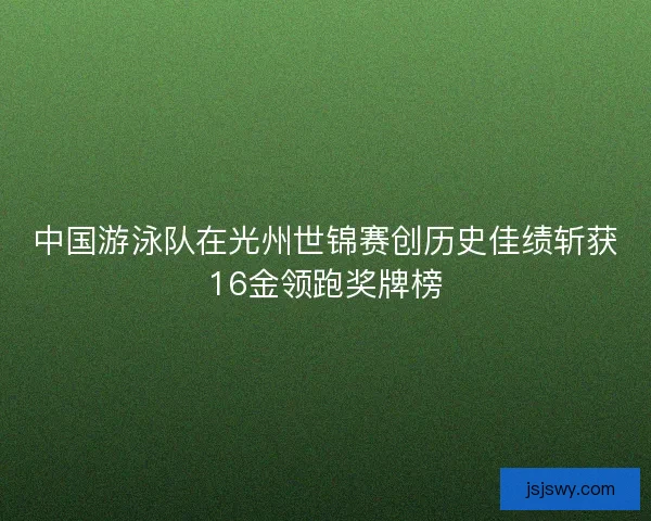 中国游泳队在光州世锦赛创历史佳绩斩获16金领跑奖牌榜